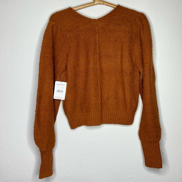 Free People Reverie V-Neck Sweater Burnt Butter - Picture 6 of 6